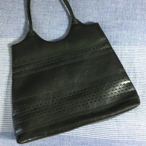 Perforated Design Shoulder Bag - Faux Leather